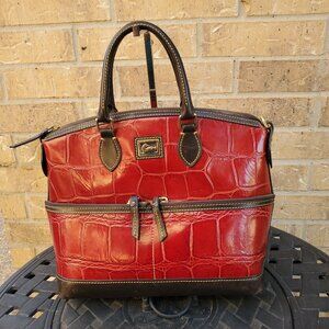 Dooney & Bourke Red & Brown Leather Croc Bag